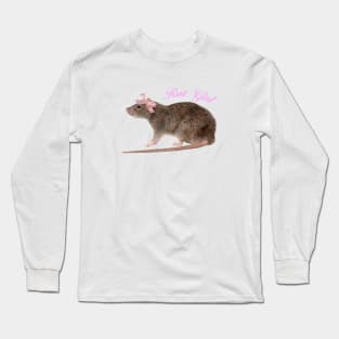 Rat Girl Pink Ribbon Bow Coquette, Y2k Graphi Tee, 90s Tee, Coquette Aesthetic Top, Trendy Long Sleeve T-Shirt